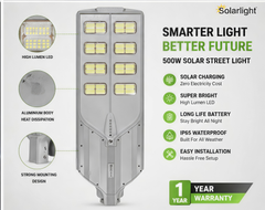 High Efficient ZL-500W Solar Street Light | 16 hours Battery Backup | Heavy Duty Light