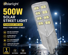 High Efficient ZL-500W Solar Street Light | 16 hours Battery Backup | Heavy Duty Light
